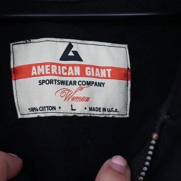 American Giant Classic Full Zip Hoodie Black 100% Cotton Made in USA W1-1A-1R L