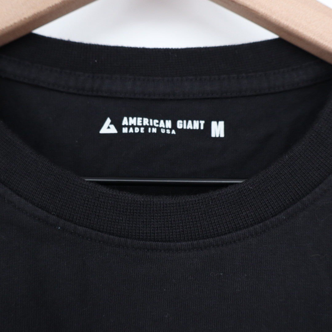 American Giant Mens Black Pocket T Shirt Size M Made in USA Cotton Crew Neck