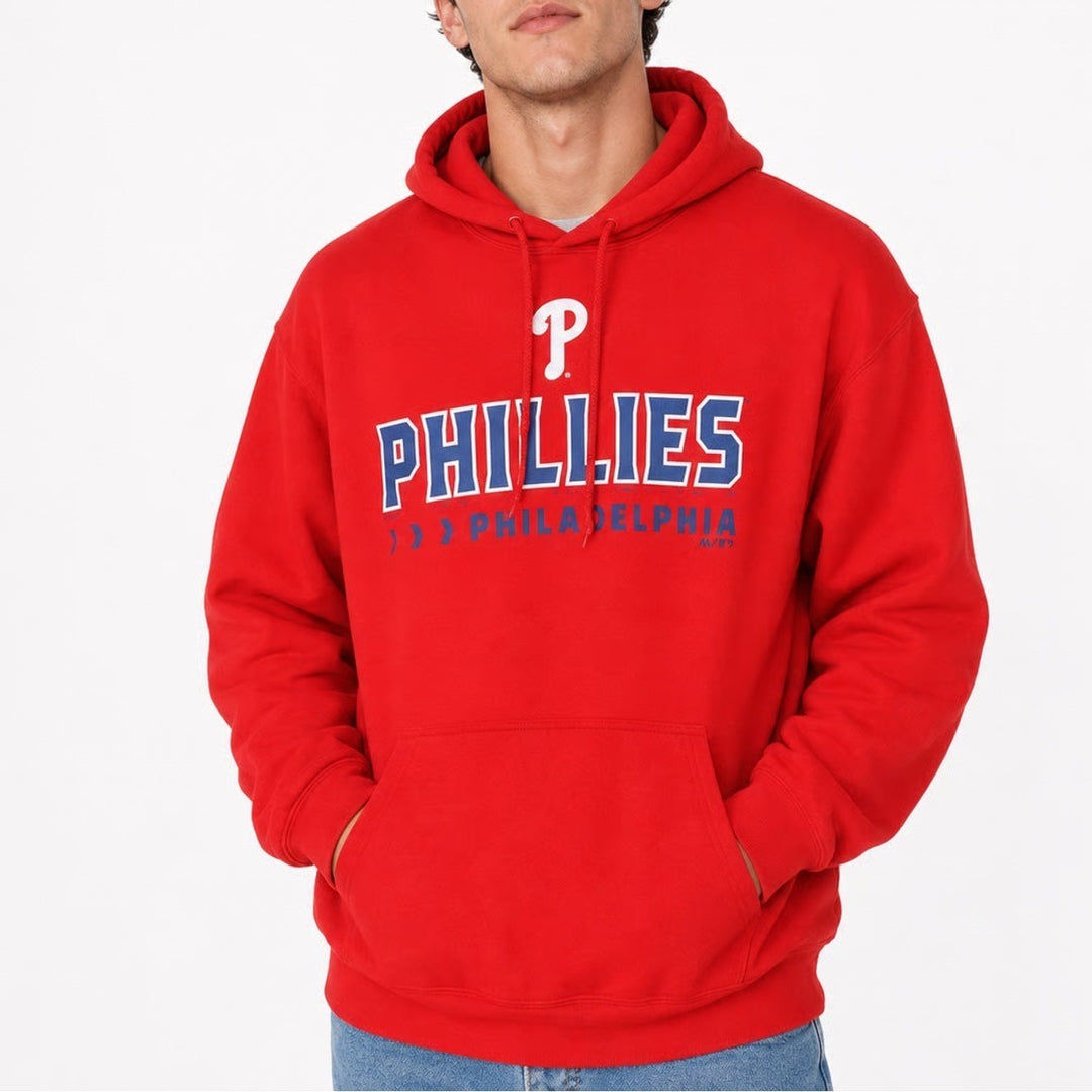 Philadelphia Phillies Hoodie Mens L Red MLB Baseball Majestic Excellent