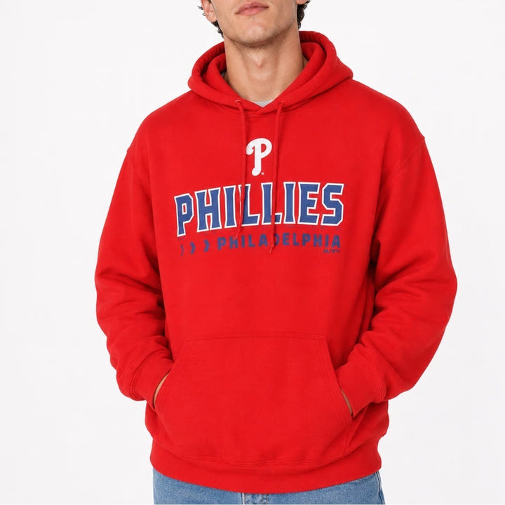 Philadelphia Phillies Hoodie Mens L Red MLB Baseball Majestic Excellent