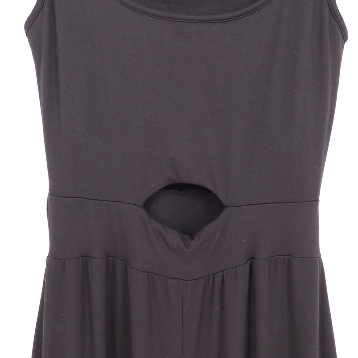 PeekaBoo Cut-Out Jumpsuit Womens Black Pleated Wide-Leg Scoop Neck Sleeveless