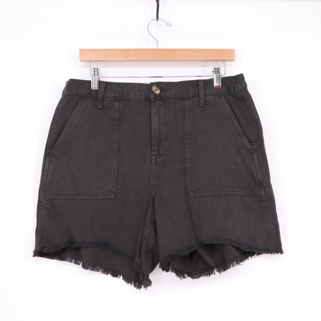 Aerie Soft Cutoff Shorts Womens Medium Faded Black Raw Frayed Hem Patch Pockets