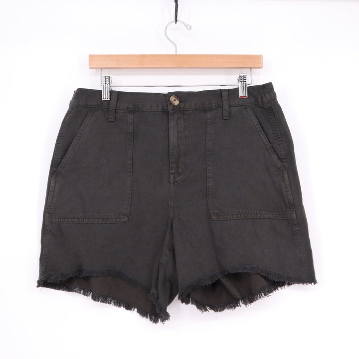 Aerie Soft Cutoff Shorts Womens Medium Faded Black Raw Frayed Hem Patch Pockets