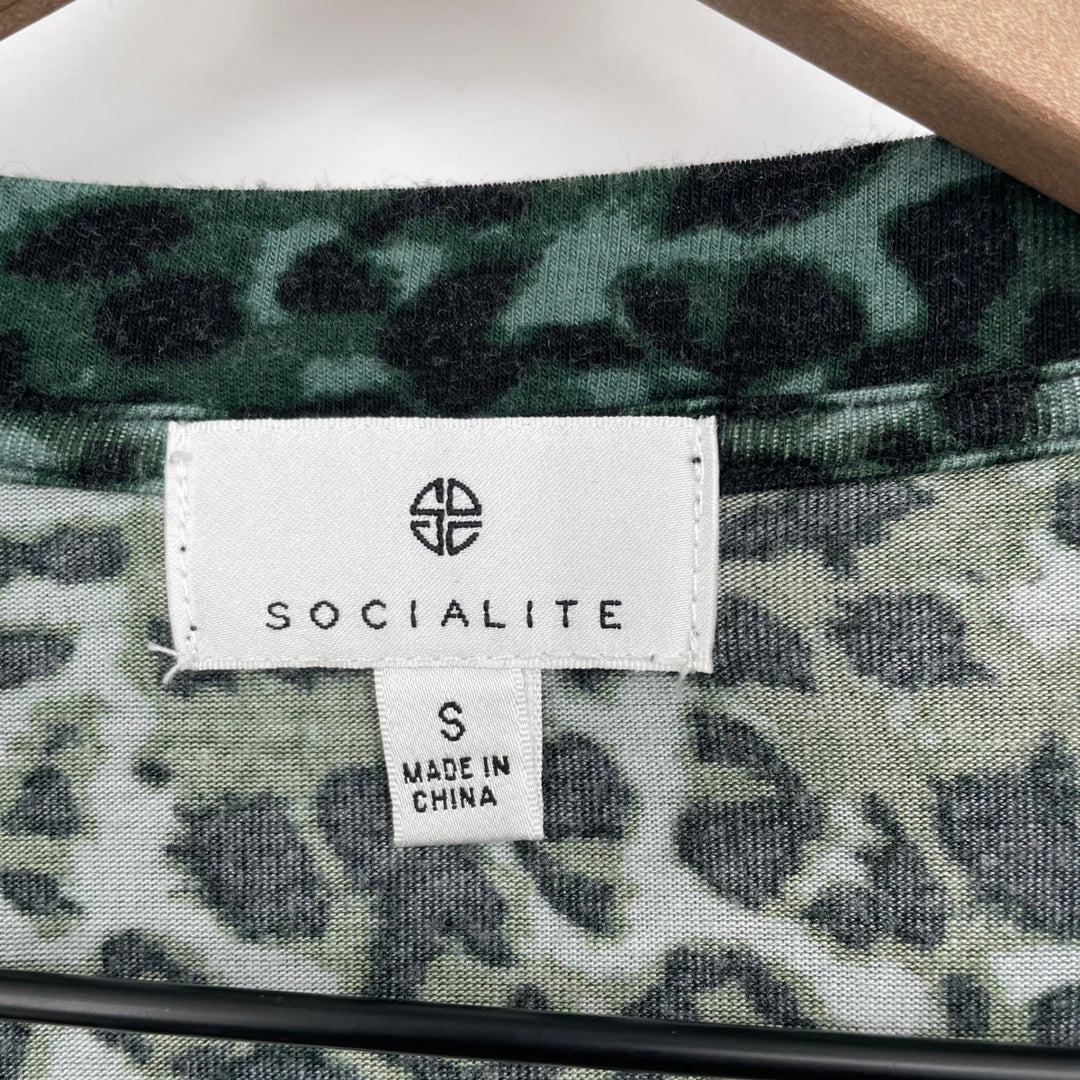 SOCIALITE Leopard Print Short Sleeve Crew Neck T Shirt Women's Size S
