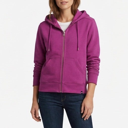 American Giant Hoodie Womens Large Purple Fleece Lined Kangaroo Pocket Full Zip