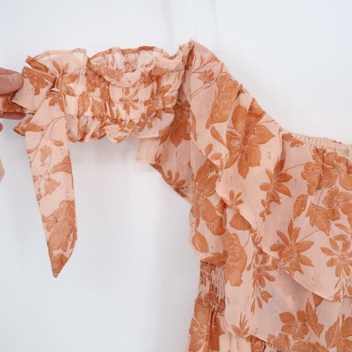 Lulus Love & Blooms Off The Shoulder Dress Womens Large Blush Floral Print Lined