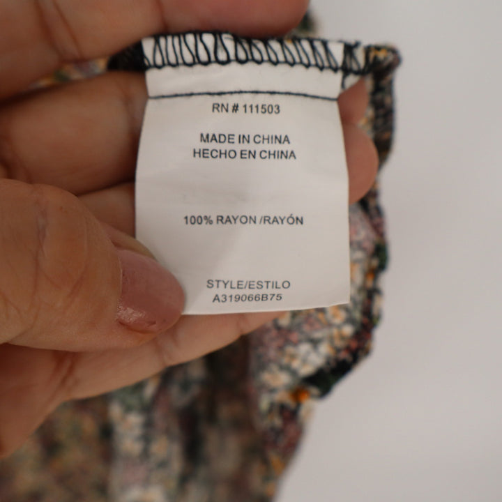AUW Womens Floral Smocked Back Rayon Sundress Black Orange L