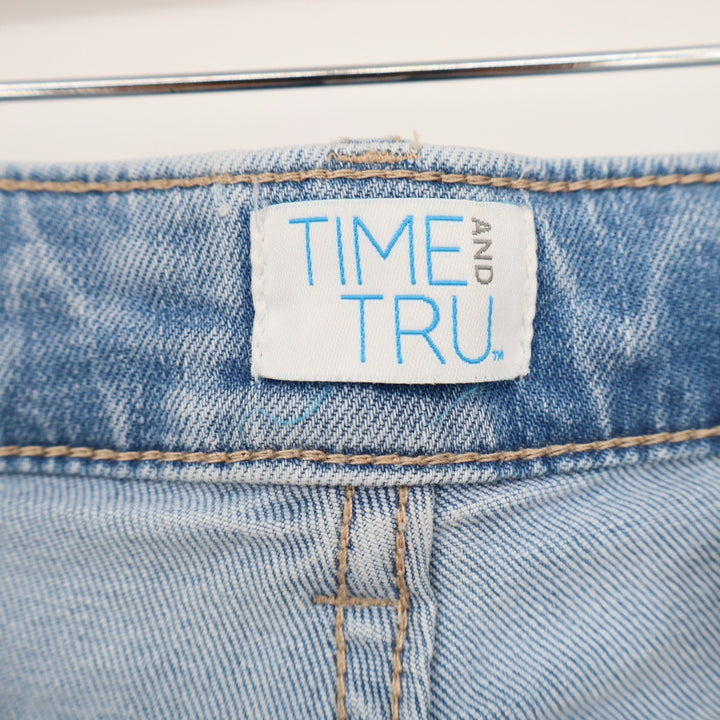 Time and Tru Womens Distressed Straight Leg Jeans Light Blue Size 16 Regular