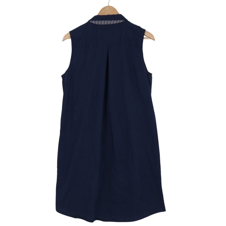 C Wonder Womens Large Navy Blue Striped Colorblock Sleeveless Shirt Dress L