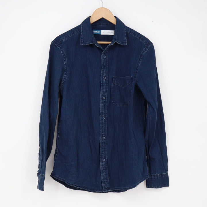 Old Navy Shirt Mens S Everyday Shirt Dark Wash Blue Button-down Excellent