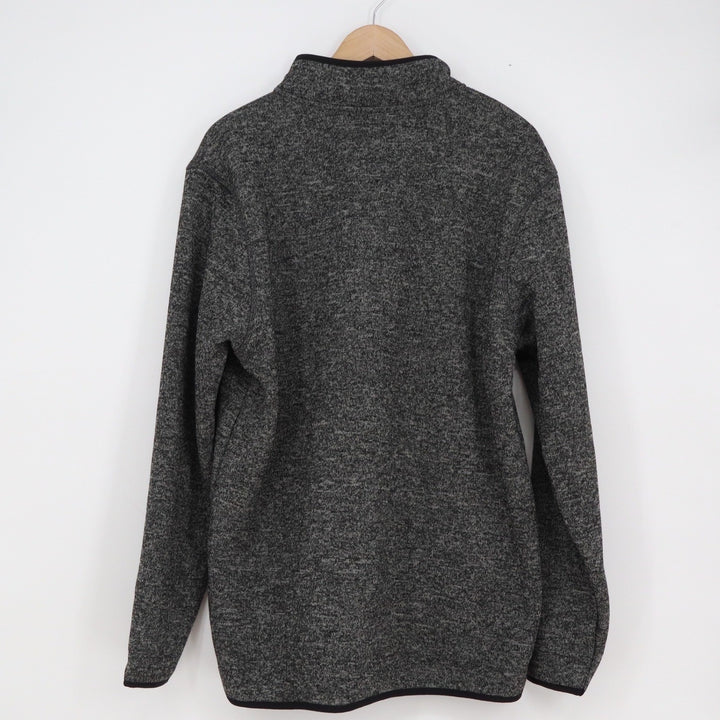 Weatherproof Vintage Mens Large Gray Marled Faux Fur Lined Quarter Zip Pullover