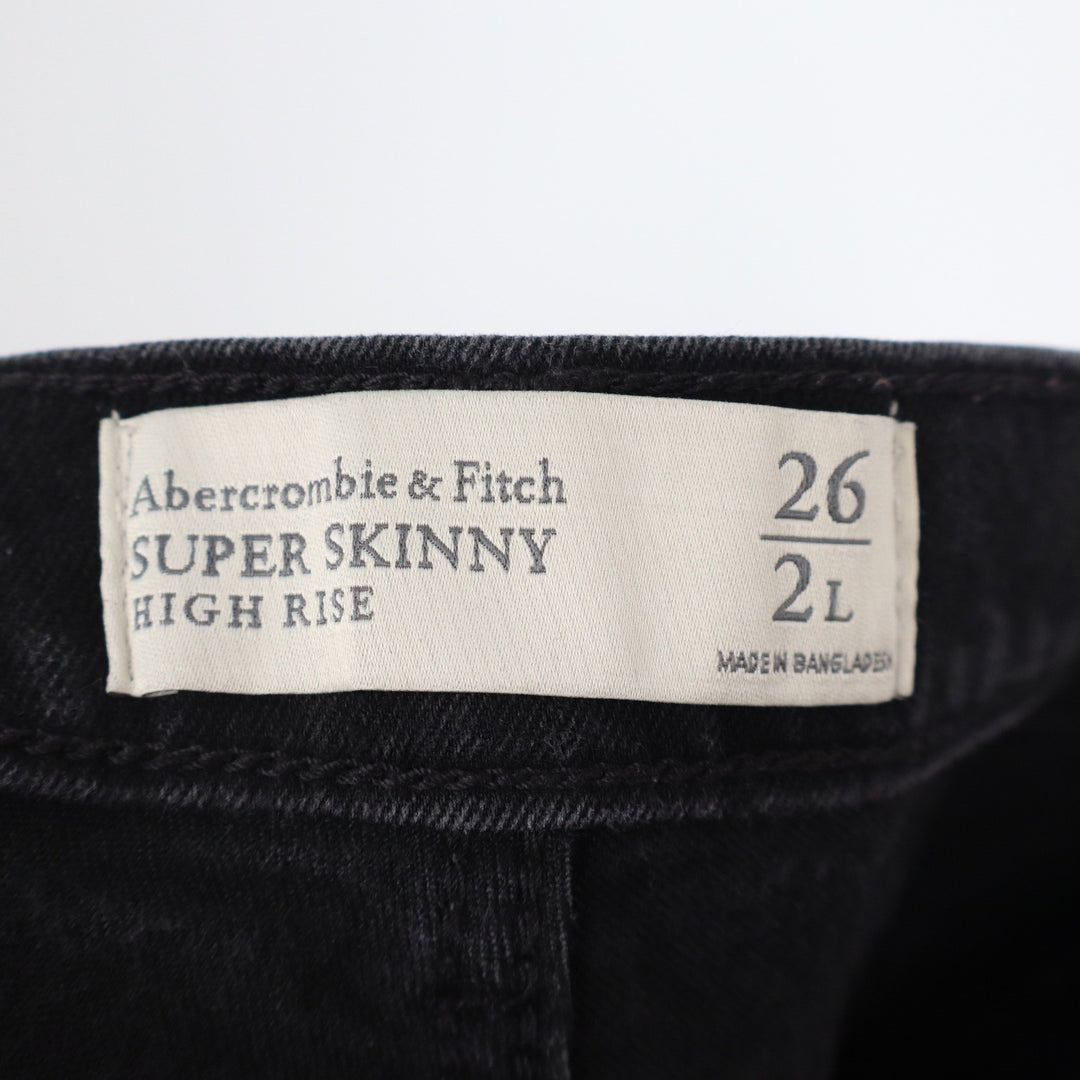 Abercrombie & Fitch Super Skinny High Rise Distressed Black Jeans 26