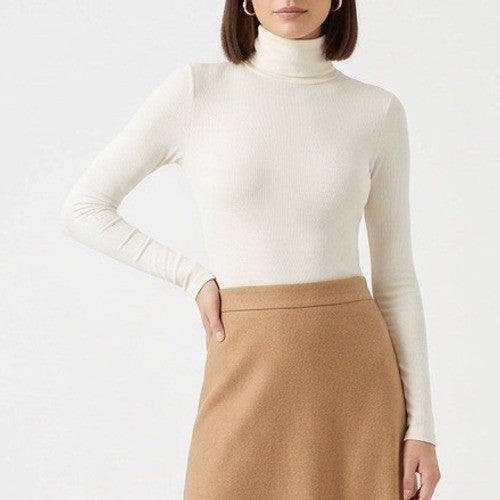 Naked Wardrobe White Turtleneck Long Sleeve Bodice XL