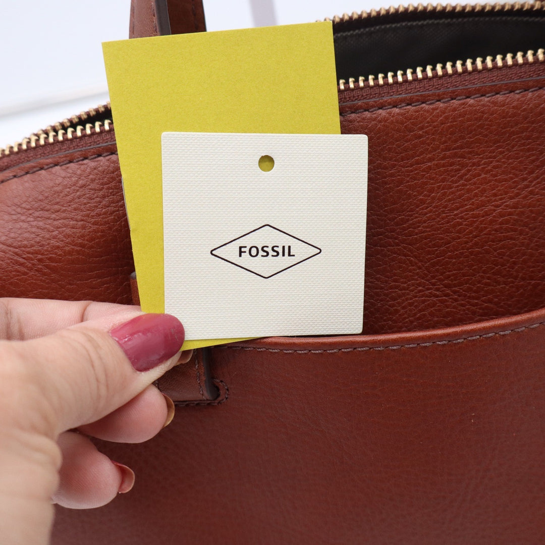 Fossil Rachel Satchel Brown Leather Crossbody Bag New