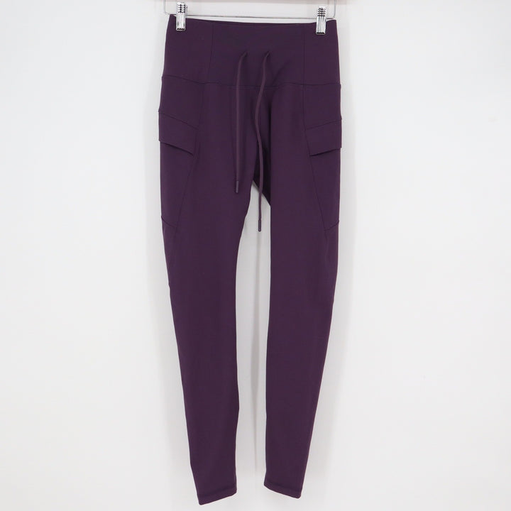 Spyder Active Womens XS Purple Cargo Pocket High Rise Drawstring Leggings