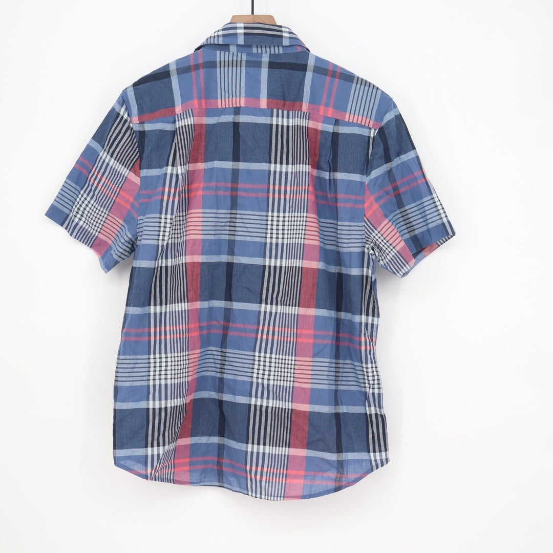 Walter Hagen Clubhouse Mens Small Madras Navy Multi Plaid Button Down Shirt NEW
