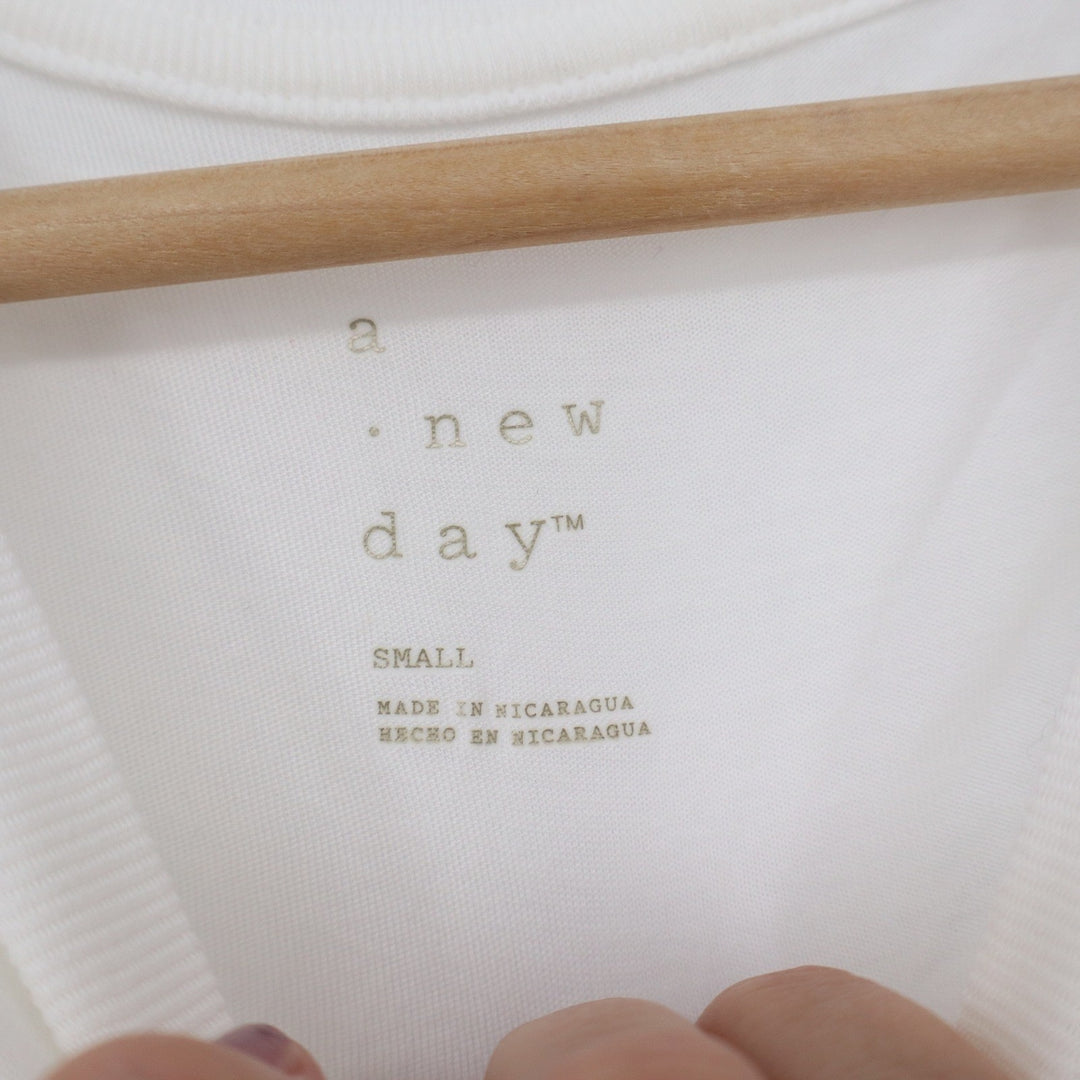 A New Day Womens White Short Sleeve Crewneck Cotton Modal Tee Shirt Size S