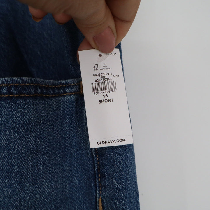 Old Navy Wow Barrel Leg Jeans Womens 16 Short Blue High Rise Cropped Medium Wash