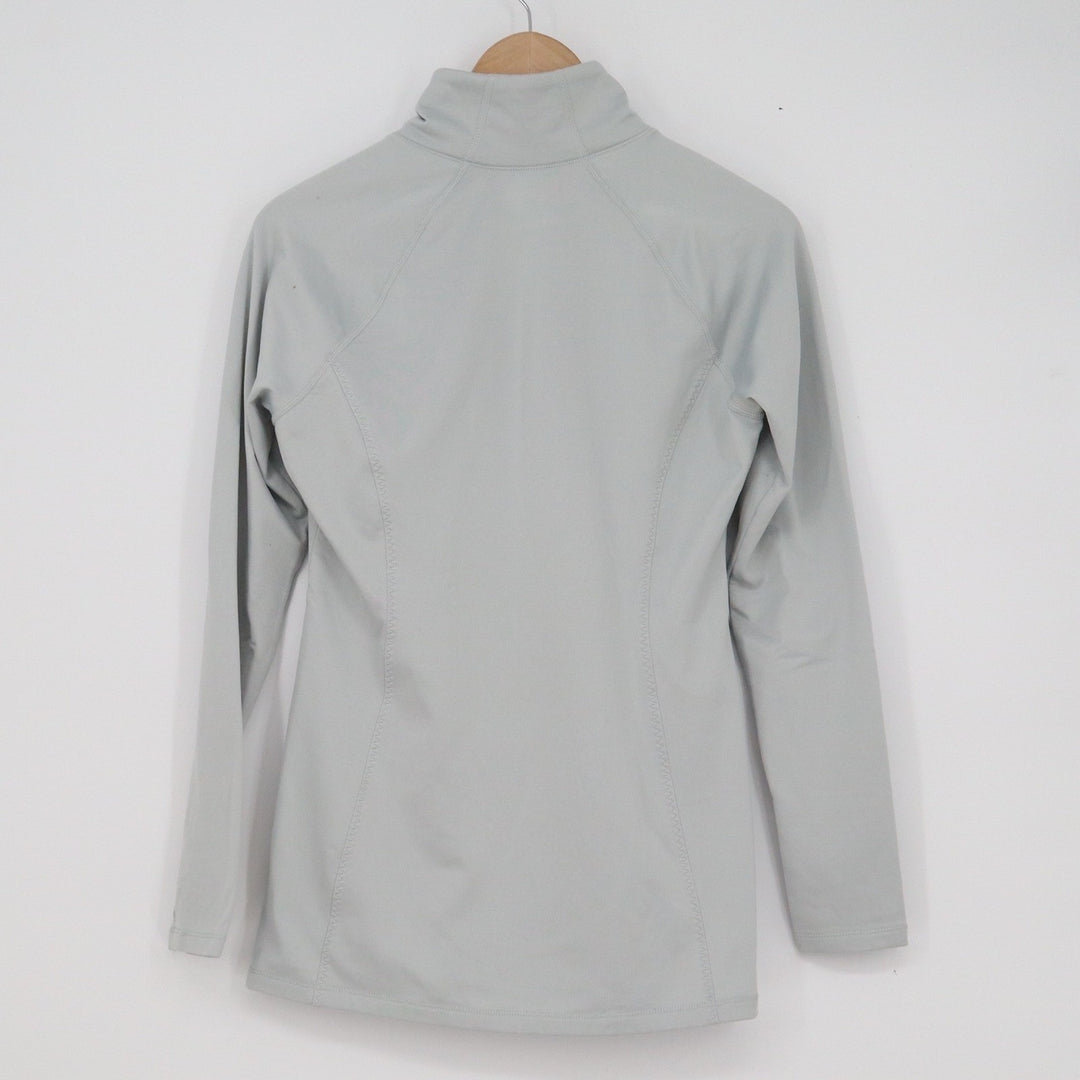 Hind Womens Quarter Zip Pullover Light Gray Athletic Long Sleeve Thumbhole M