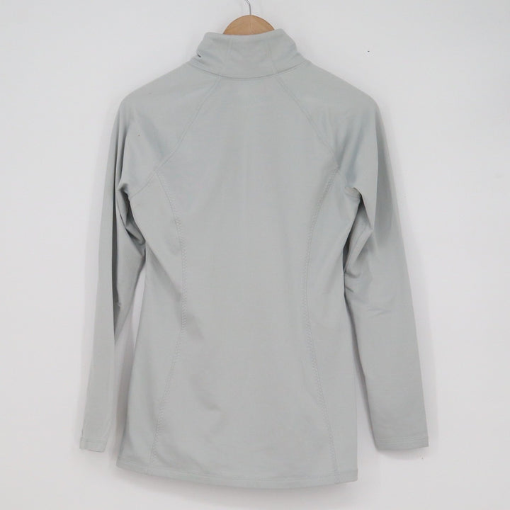 Hind Womens Quarter Zip Pullover Light Gray Athletic Long Sleeve Thumbhole M