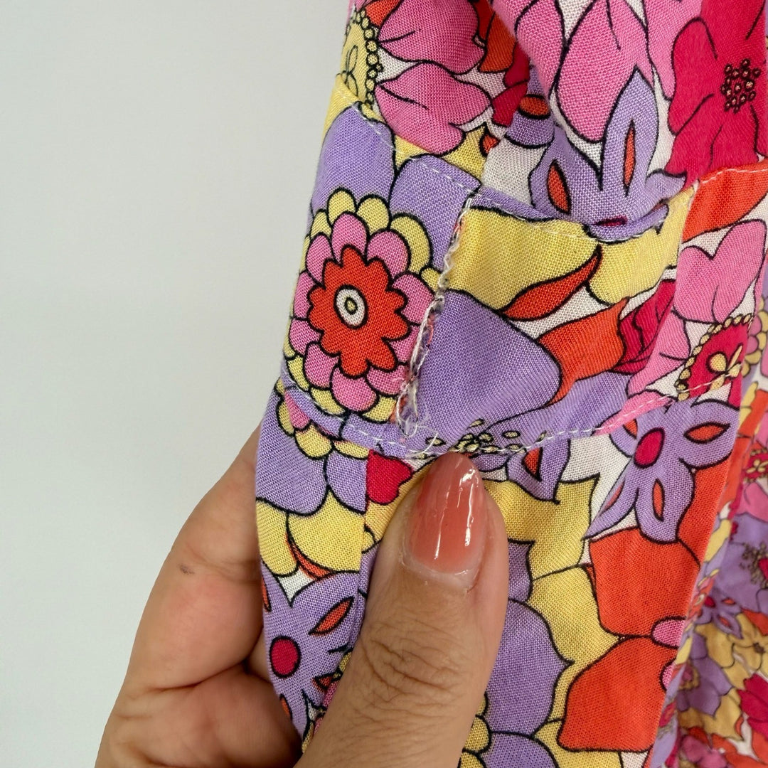 Lounge Floral Print Spaghetti Strap Romper Jumpsuit Women's Size L