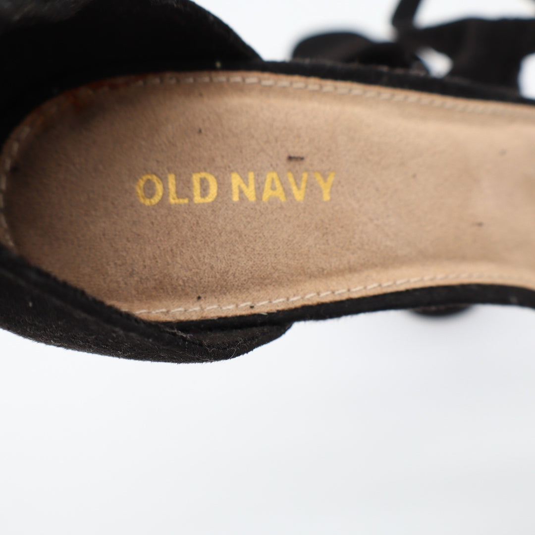 Old Navy Suede Party Block Heel Sandals Blackjack Black Ankle Strap Womens 9
