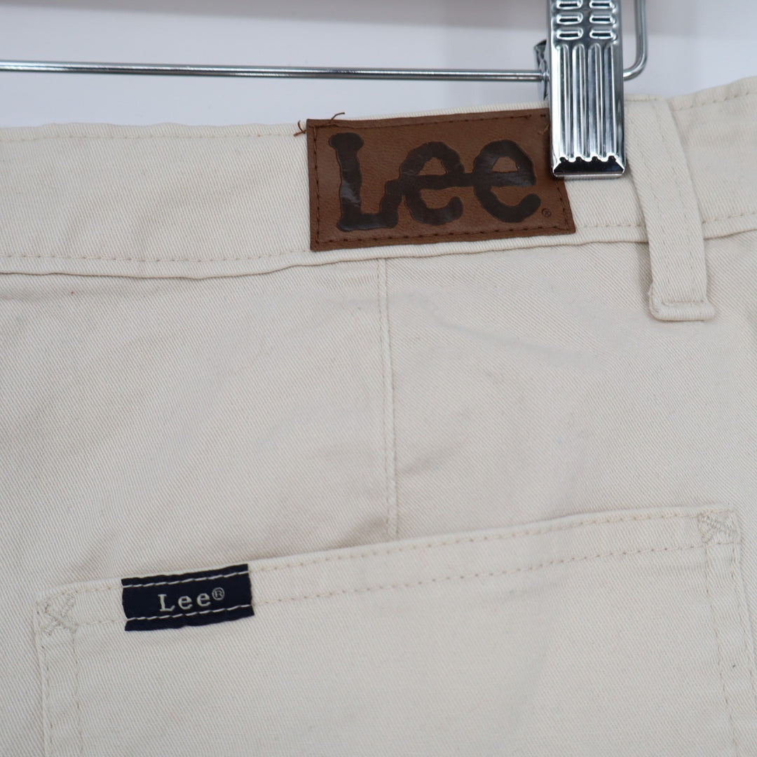 Lee Chino Shorts Womens White Zip Fly Patch Pockets Regular Fit Mid Rise