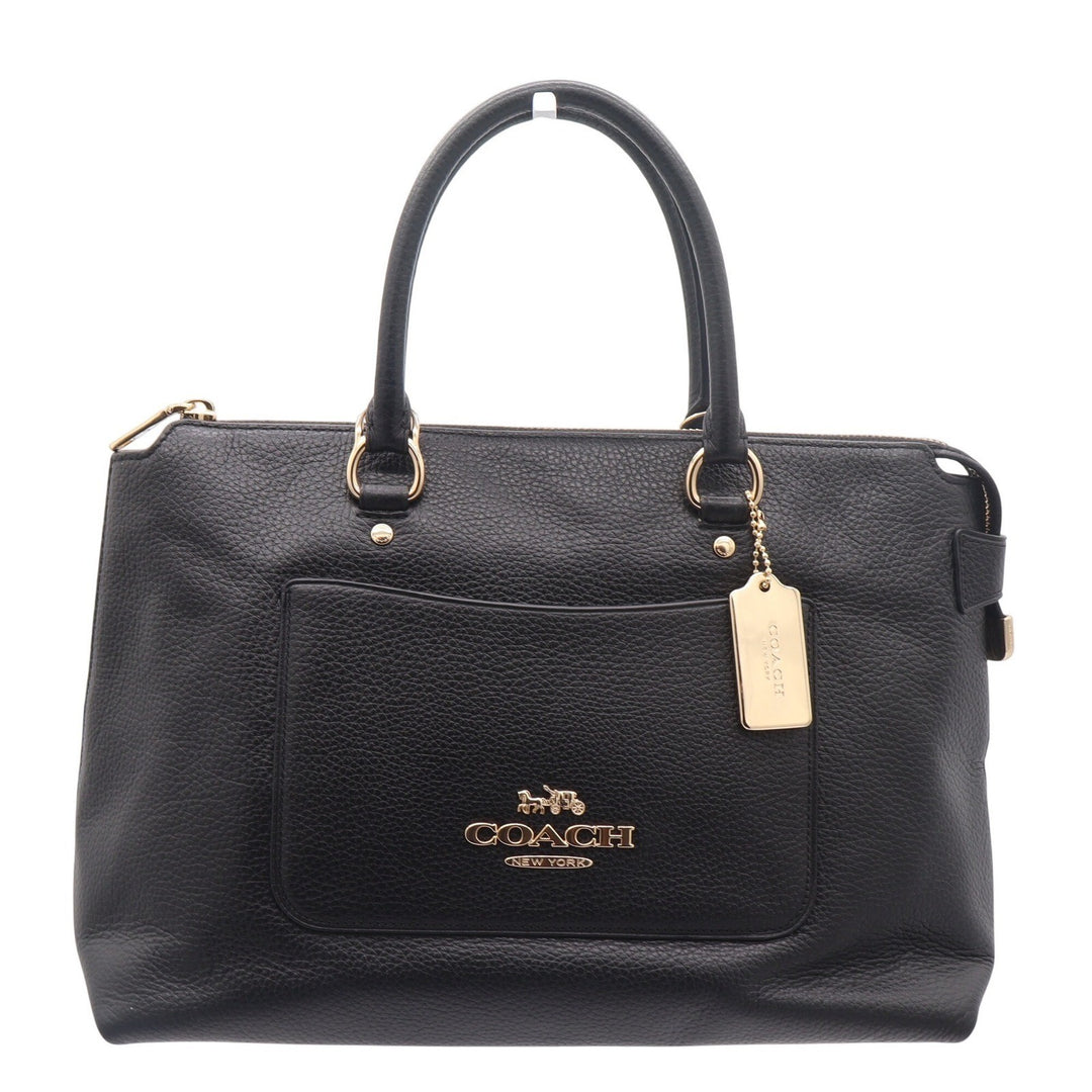 Coach Black Pebbled Leather Satchel Crossbody Bag Gold Hardware