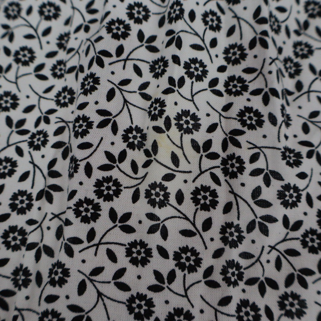ROW A Floral Print Smocked Sundress Mini Dress Black White XL