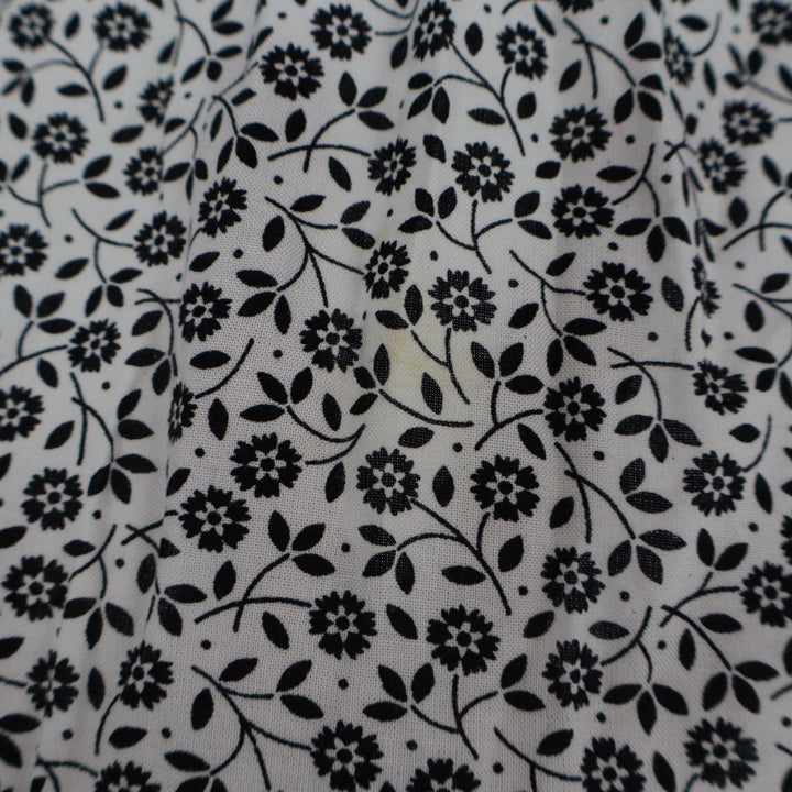 ROW A Floral Print Smocked Sundress Mini Dress Black White XL