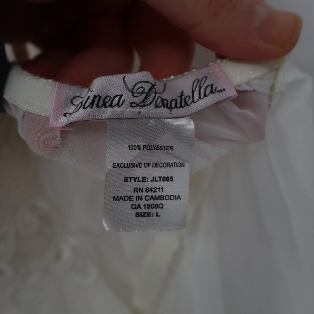 Linea Donatella Juliet Chiffon Babydoll Womens Large White Padded with G-String