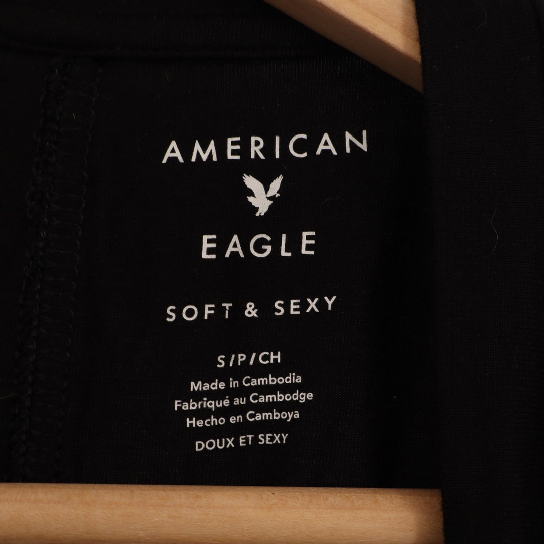 American Eagle Outfitters Soft & Sexy V Neck Tee Shirt Womens Small Black Modal