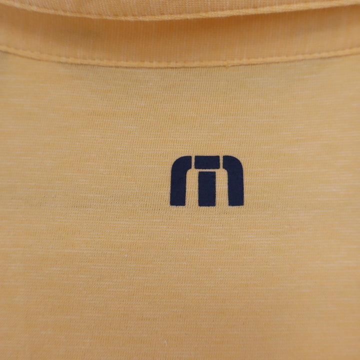 Travis Mathew Yellow Striped Polo Shirt Mens Medium Golf Casual Short Sleeve