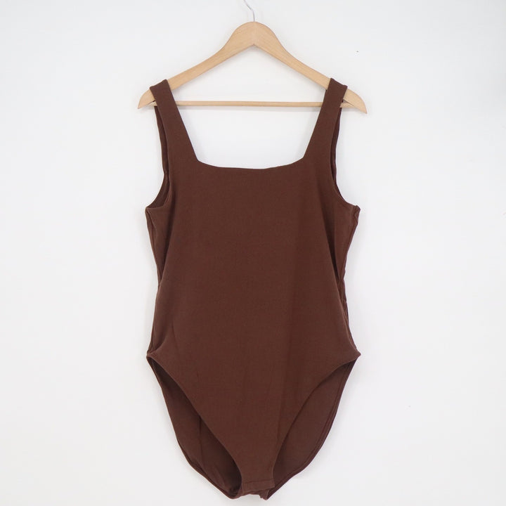 Old Navy Womens XL Brown Square Neck Sleeveless Cotton Stretch Bodysuit