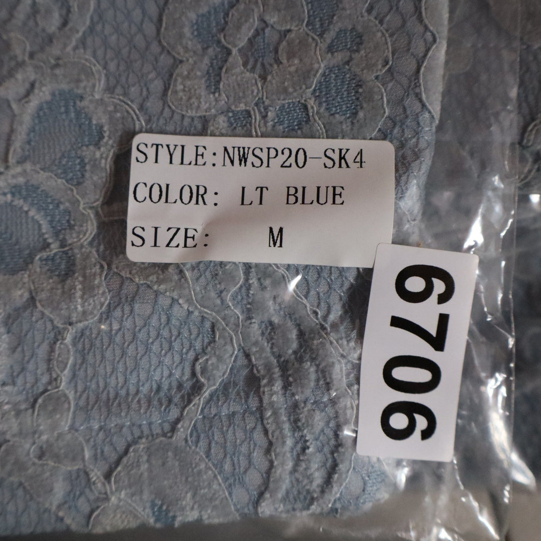 Naked Wardrobe Light Blue Floral Lace Mini Skirt Medium