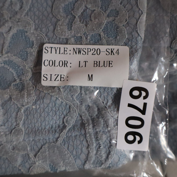 Naked Wardrobe Light Blue Floral Lace Mini Skirt Medium
