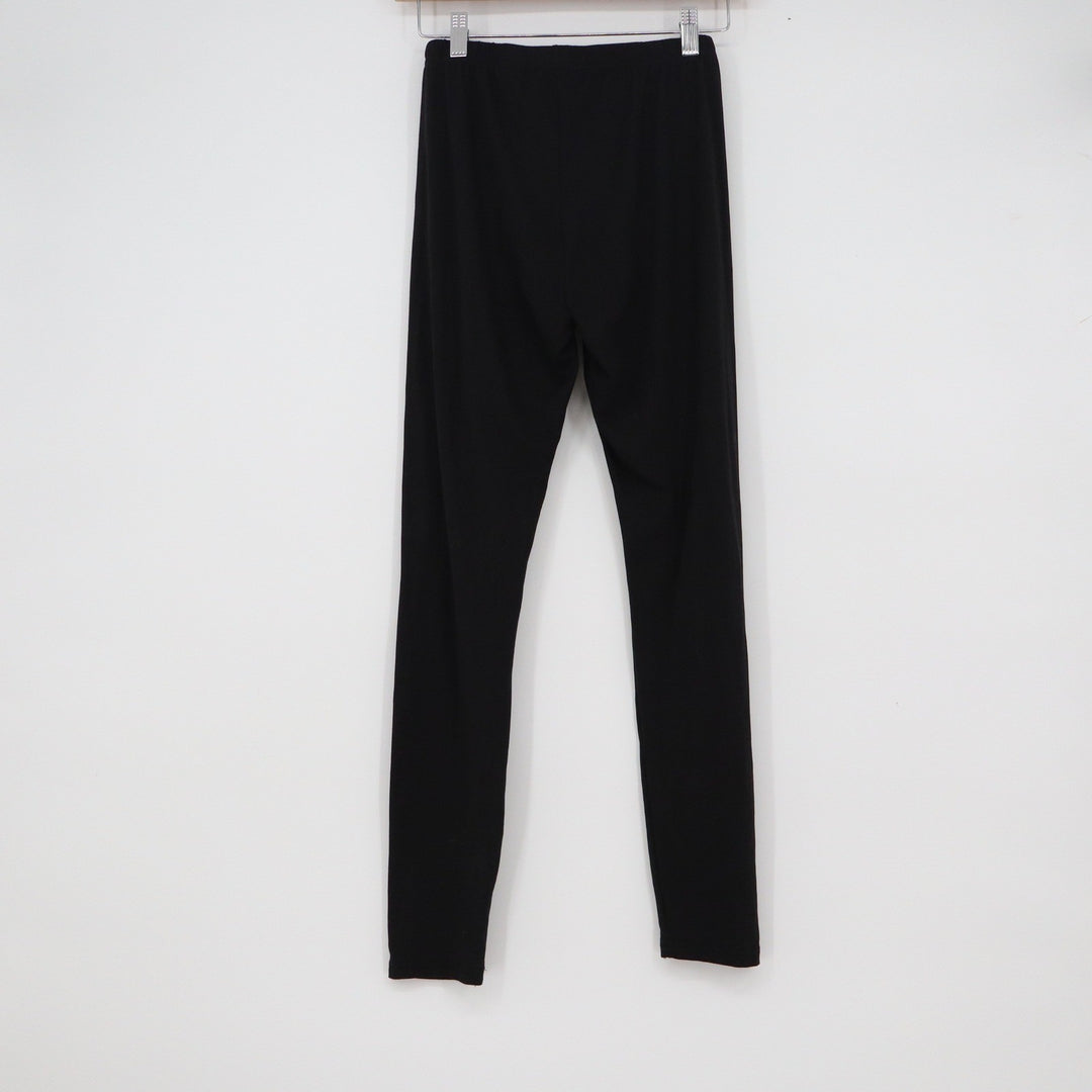 Black Solid Full Length Stretch Leggings Womens Size Medium