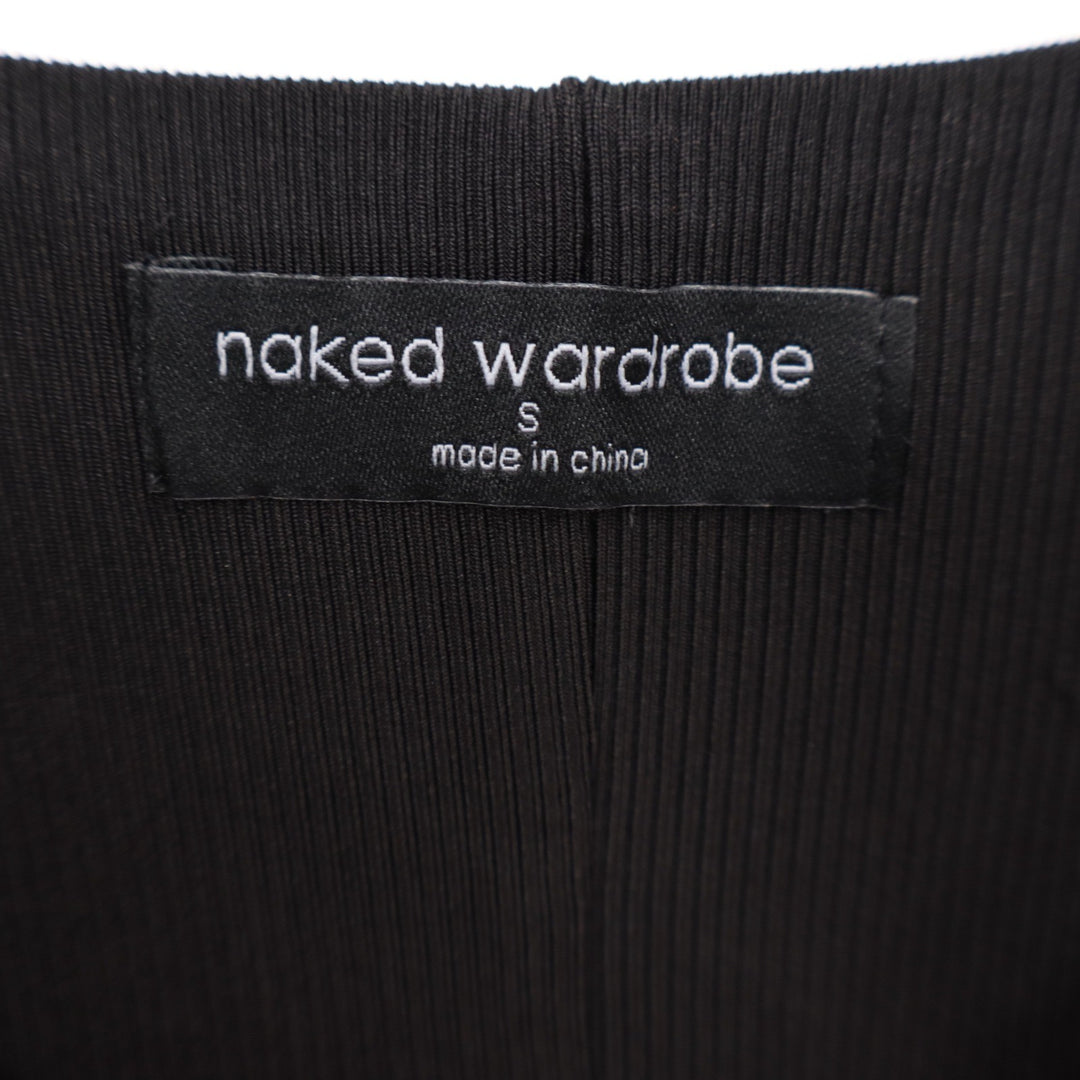 Naked Wardrobe Black Ribbed Scoop Neck Sleeveless Jumpsuit Small