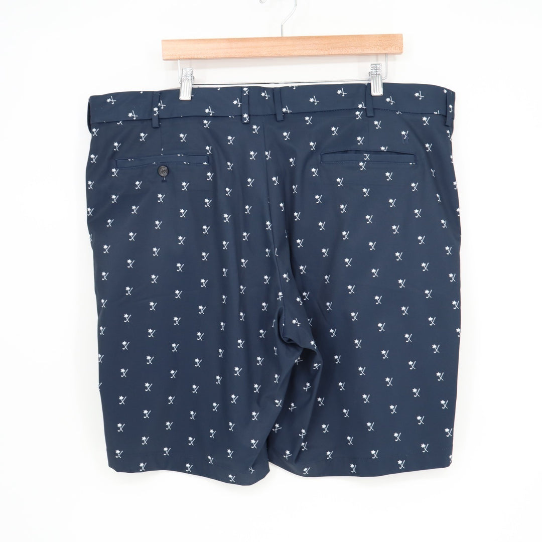 Walter Hagen Perfect 11 Chino Shorts Men 42 Navy All Over Print Performance Golf