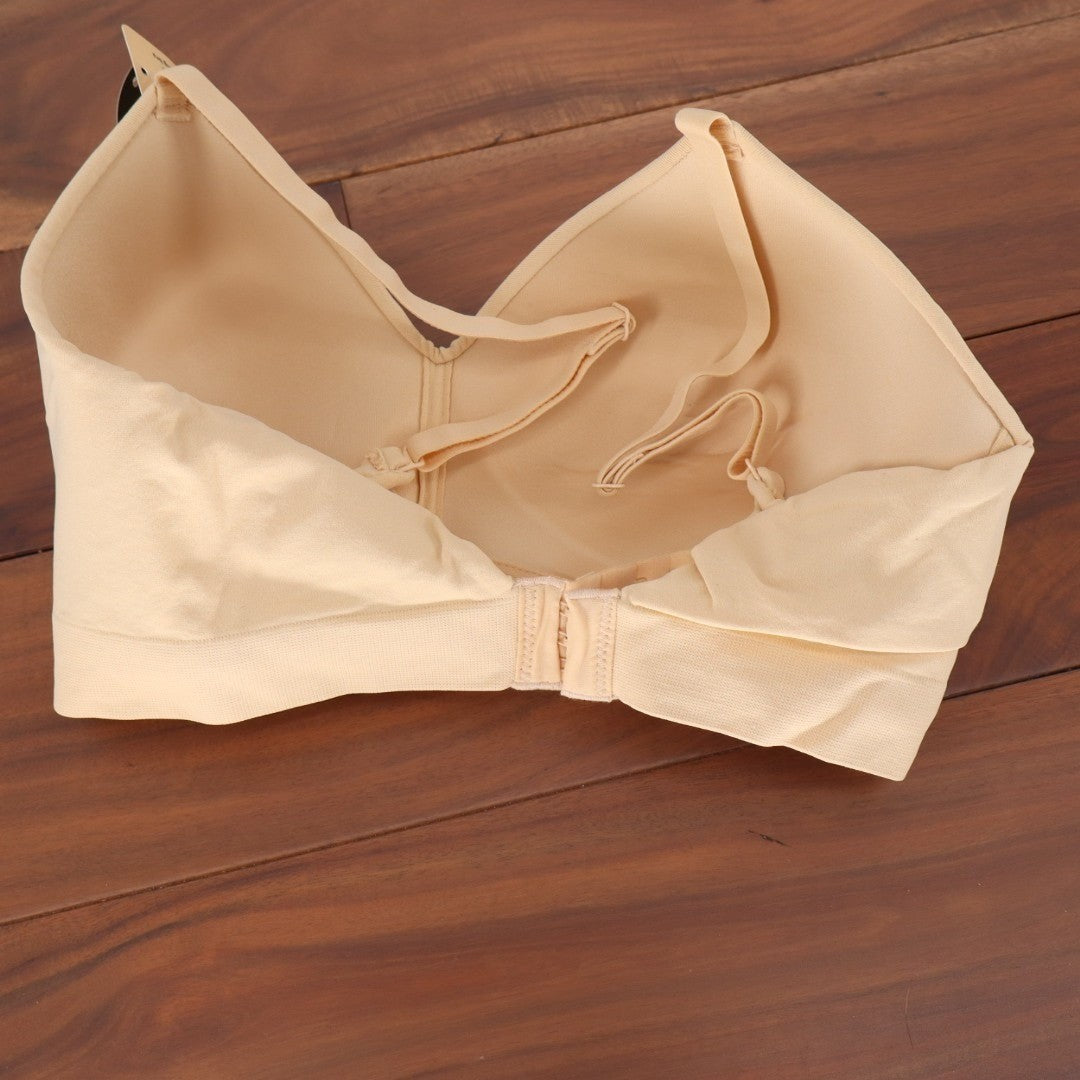 Truekind Supportive Comfort Wireless Shaping Bra Womens S Beige Sweetheart Neck