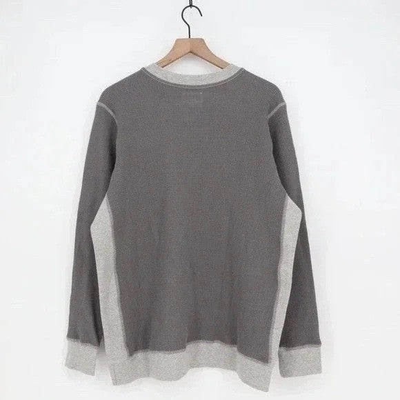 American Giant Colorblock Summit T-Shirt Mens XL Gray Long Sleeve Waffle Knit