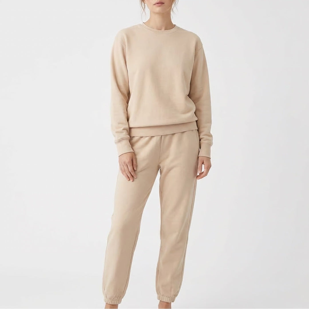 Naked Wardrobe Tan Beige Sweatshirt Joggers Set Large Loungewear
