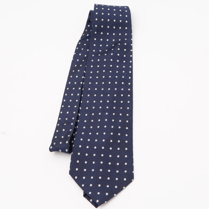 Lauren Ralph Lauren Necktie Mens OS Polka Dot Navy Blue Classic Excellent