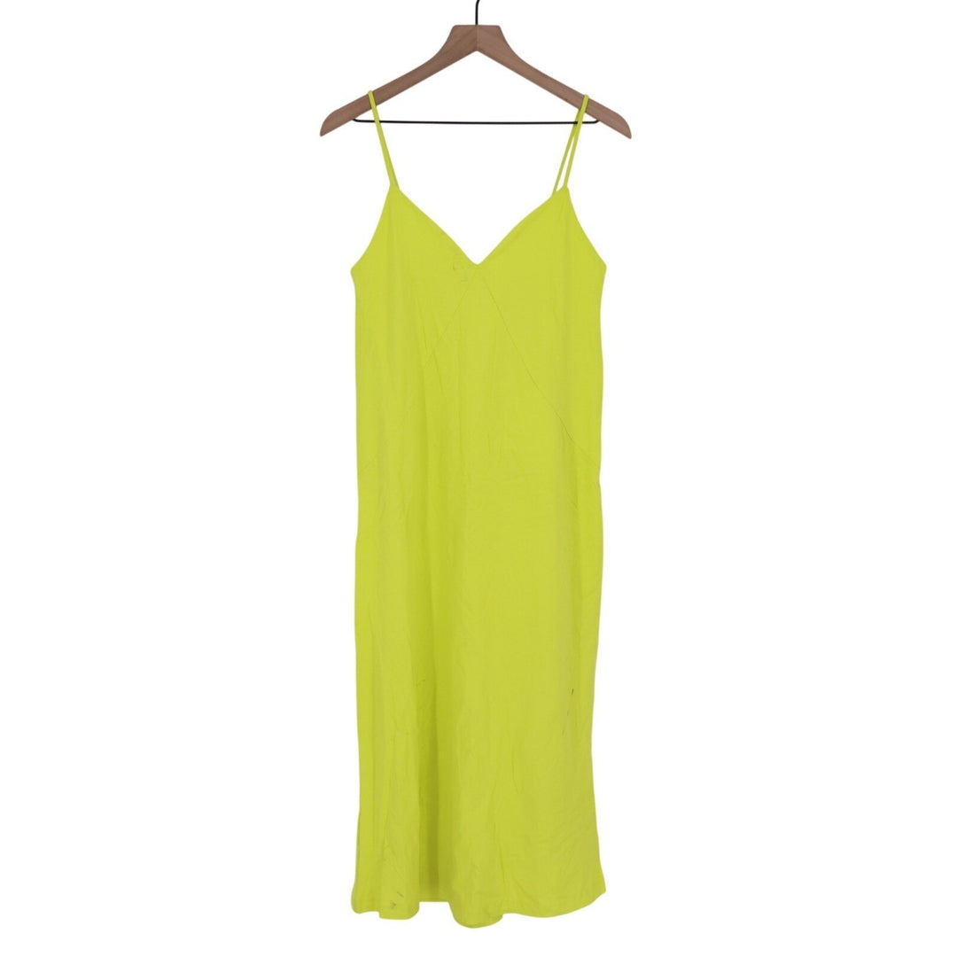 Zara Slip Dress Womens S Green V-Neck Sleeveless Everyday Wear Spaghetti Straps