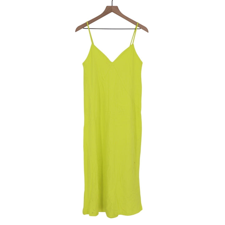 Zara Slip Dress Womens S Green V-Neck Sleeveless Everyday Wear Spaghetti Straps