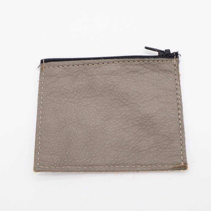 Womens Coin Pouch Slate Gray Grain Leather Textured Basket Weave Card Holder