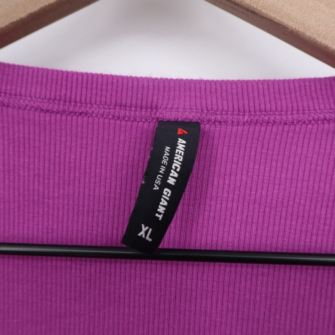 American Giant Luxe Rib Womens XL Beauty Berry V-Notch Long Sleeve Pullover