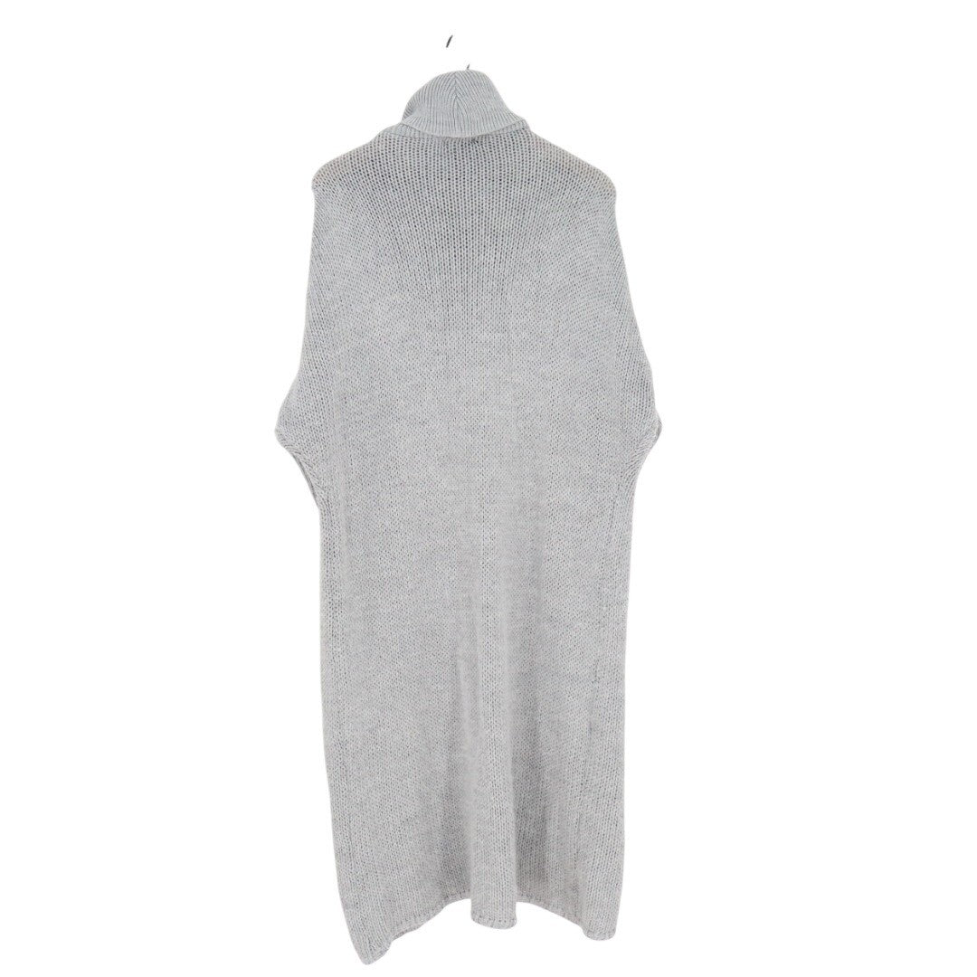 Fobya Maxi Sweater Dress Womens Gray Knitted Wrap Front Turtleneck Pullover