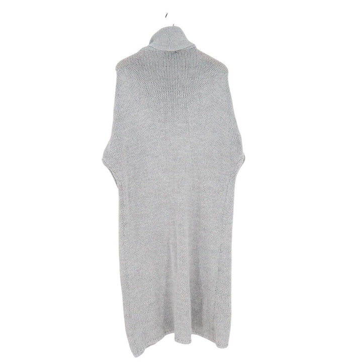 Fobya Maxi Sweater Dress Womens Gray Knitted Wrap Front Turtleneck Pullover