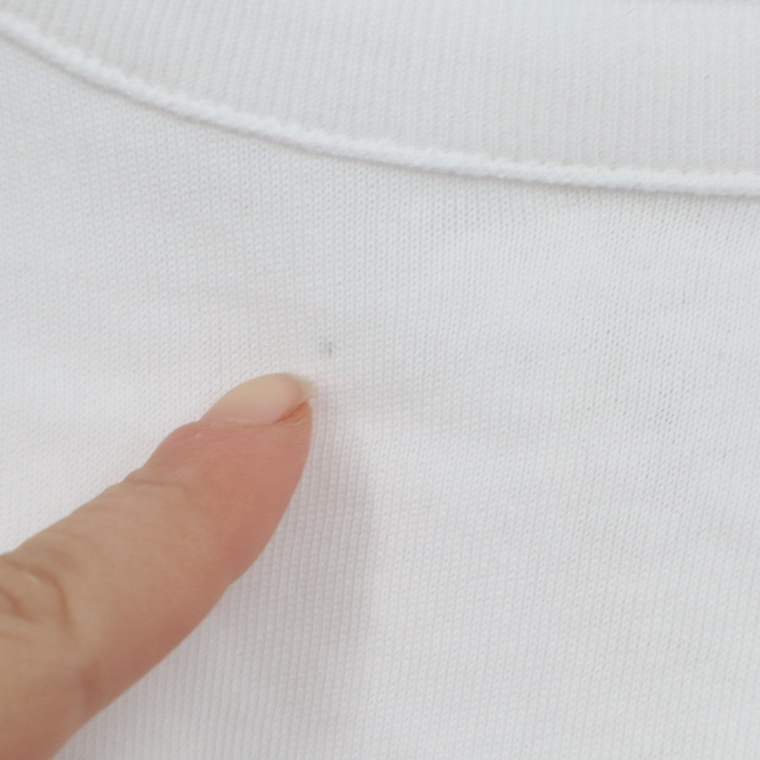 Madewell Crop T-Shirt Women Medium White Cotton Side Slit Crew Neck Short Sleeve